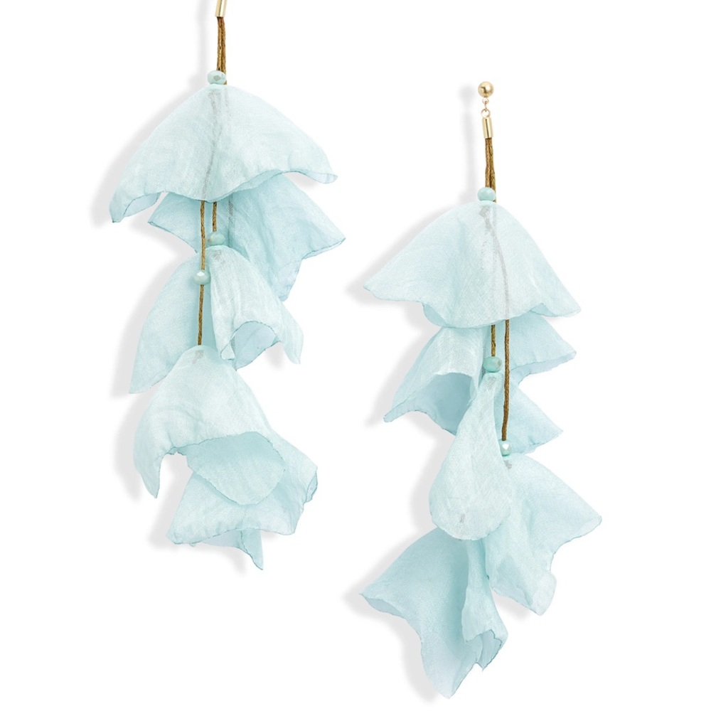 Elegant Blue Floral Drop Earrings Stella and Ruby Chiffon